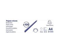 - Polychlorure de vinyle (PVC) - 16 mm - 21 anneaux - A4 (210 x 297 mm) - 120 feuilles - noir - 100 unités boîte - peigne de reliure