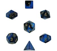 Polyédrique 7 Jeux Gemini Chessex dés Lot - Bleu W/doré Chx-26435, Marbe, noir/bleu, 2-Pack
