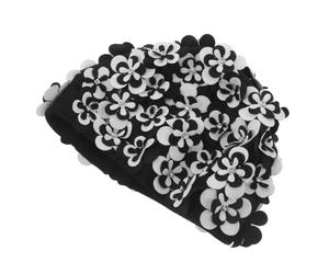 Polyester Bonnet de Bain à Fleurs 3D, Rétro Double Couche pour Femmes | Rhinestones Cousus à Main, Structure Renforcée et Extensible, pour Hydrothérapie et Piscine Intérieure