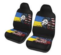 Polyester Car Seat Cover Les Drapeaux Américains Et Ukrainiens Combinent L'Aigle Protection De Siège Auto Confortable Seat Covers Set pour Vehicles, Sedans, Trucks, 52X138Cm