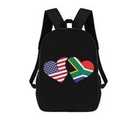 Polyester Cartable Scolaire Drapeau des États-Unis D'Afrique du Sud Sacs D'École Loisir Multicolore Sac À Dos d'affaires pour Scolaires, Voyage, Loisir, 42X32X14Cm