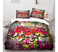Polyester-Coton House De Couette X Cm Graffitis Hip-Hop Parures De Lit Impression D Housse De Couette X Avec Taies D'oreiller Xcm