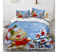 Polyester Coton Housse Couette 240X220 Noel Pas De Repassage Parure De Lit 2 Personnes 220X240Cm avec 2 Taies d'oreiller 65X65Cm