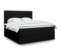 Polyester doux avec ressorts ensachés Sommier à lattes 180x200 cm Noir | Sommier à lattes avec matelas à ressorts ensachés et surmatelas Noir 180x200 cm Tissu literie complète