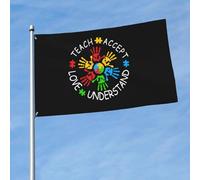 Polyester Drapeau Personnalisé Enseigner Accepter Comprendre Aimer Autisme Drapeau De Jardin L'Intérieur Pirate Drapeaux Pour Festival, Terrasse, Jardin, 3X5 Ft