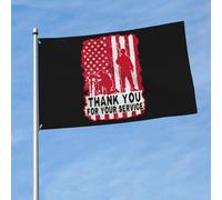 Polyester Drapeau Personnalisé Memorial Day Merci Pour Votre Service Pirate Drapeaux Résistants Aux Intempéries Drapeaux Bannières Pour Décoration D'Intérieur, Jardin, 3X5 Ft