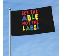 Polyester Drapeau Personnalisé Sensibilisation À L'Autisme : Voir Ce Qui Est Capable, Pas L'Étiquette Pirate Drapeaux Diversité Drapeau De Jardin Pour Décoration D'Intérieur, Terrasse, 3X5 Ft
