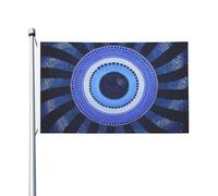 Polyester Drapeaux 90X150Cm Mandala Bleu Grec Du Mauvais Œil Matiasma Drapeau Personnalisé Couleurs Vives Drapeau De Jardin Pour Décoration D'Intérieur, Cadeau De Noë, Festival