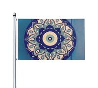 Polyester Drapeaux 90X150Cm Symbole Du Mauvais Œil Grec Mandala Drapeau Personnalisé Parfait Drapeau De Jardin Pour Festival, Jardin, Cadeau D'Anniversaire