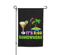 Polyester Drapeaux De Vacances 30X45Cm Il Est 17 Heures Quelque Part Welcome Drapeau De Jardin Haute Qualité Drapeaux De Jardin Pour Extérieur, Jardin, Ferme