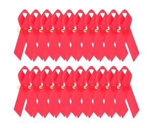 Polyester Épingle à Ruban Rouge Broche de Sensibilisation, 50 Pièces | Accessoire à Porter pour Collecte et Action, Symbole Officiel, Décoration de Chapeaux, Paquet et Paquet à Dos