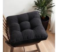 Polyester Galettes De Chaise pour Chaises De Salle À Manger 40 X 40 X 10 Cm Carré Coussins De Chaise De Cuisine avec Attaches Coussins D'intérieur Et D'extérieur,Noir,Set of 2