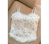 Polyester imprimé avec rembourrage de poitrine pour les loisirs Mesdames | Doux et moyennement extensible, taille unique pour 40 à 62 kg, pour un style décontracté, motif imprimé