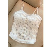 Polyester imprimé avec rembourrage de poitrine pour les loisirs Mesdames | Doux et moyennement extensible, taille unique pour 40 à 62 kg, pour un style décontracté, motif imprimé