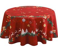 Polyester Nappe anti-taches Noël rouge - taille : Ronde diamètre 160 cm