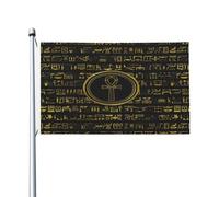 Polyester Pirate Drapeaux 90X150Cm Hiéroglyphes Du Dieu Égyptien Ankh Doré Drapeaux Parfait Drapeau Personnalisé Pour Jardin, Décoration D'Intérieur, Terrasse