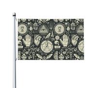 Polyester Pirate Drapeaux 90X150Cm Occultisme Démon Occulte Baphomet Tête De Chèvre Satanique Crâne Drapeau Personnalisé Résistant À La Décoloration Uv Drapeaux Pour Festival