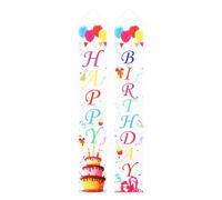 Polyester Rideau de Porte Facile à Suspendre D’anniversaire, Blanc | Décor Créatif Motifs Festifs et Mots Anglais, pour Photobooth et Entrée Accueillante