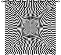 Polyester Rideaux Occultants 2 Panneaux 75L X 166H cm, Rideau Oeillets Illusion D'Optique 3D,Rideaux Lsolant Thermique Noir et Blanc Draperies pour Chambre d'enfant et Salon Décore