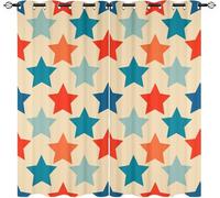 Polyester Rideaux Occultants 2 Panneaux 75L X 166H cm, Rideau Oeillets Imprimé éToile Coloré,Rideaux Lsolant Thermique Jaune Clair Draperies pour Chambre d'enfant et Salon Décore