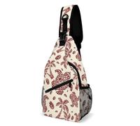 Polyester Sac À Bandouliere Galets De Mer De Palmier Tortue Hawaïen Sacoche Bandoulière Unisexe Sac De Poitrine pour Randonnée, Vélo, Sport