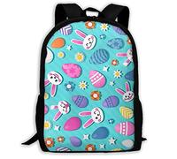 Polyester Sac À Dos d'affaires De Jolis Lapins Et des Œufs Sac À Dos D'École Mignon Sac À Dos Scolaire pour Trekking, Randonnéebureau, Scolaires, 42X32X14Cm