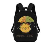 Polyester Sac À Dos De Voyage Il Pleut des Tacos Taco Drôle Sacs D'École Loisir Utilisation Quotidienne Cartable Scolaire pour Scolaires, Voyage, Randonnée, 42X32X14Cm