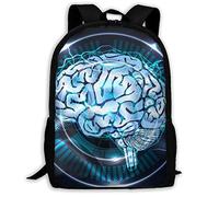 Polyester Sac À Dos Scolaire Le Pouvoir du Cerveau Daypack Grande Capacité Sac À Dos d'affaires pour Scolaires, Trekking, Loisir, 42X32X14Cm