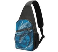Polyester Sacoche Homme Bandouliere Dragon Cool Blue Sling Sac à Bandoulière Multifonction,Léger Sac D'Epaule pour Randonnée Homme Cyclisme
