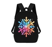 Polyester Sacs À Dos Arc-en-Ciel De Noël LGBT avec Flocon De Neige Et Fierté Gay Sac À Dos d'affaires Portable Sacs D'École Loisir pour Loisir, Scolaires, Trekking, 42X32X14Cm