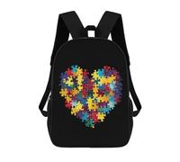 Polyester Sacs À Dos Journée Mondiale De Sensibilisation À l'Autisme Sacs D'École Loisir Imperméable Sac À Dos De Voyage pour Gym, Trekking, Loisir, 42X32X14Cm