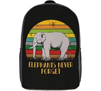 Polyester Sacs D'École Loisir Éléphant À Bonne Mémoire Sacs De Voyage Grande Capacité Cartable Scolaire pour Randonnéebureau, Voyage, Trekking, 42X32X14Cm