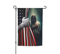 Polyester Signes De Jardin 30X45Cm États-Unis Américain Et Christ Foi Dieu Jésus Drapeaux De Vacances Résistant Drapeaux De Cour Pour Décoration, Cour, Extérieur