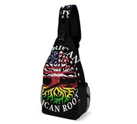 Polyester Sling Bag Mois De L'Histoire des Noirs Racines Afro-Américaines Crossbody Sac À Dos Rétro Sacoche Bandoulière pour Sport, La Randonnée, Camping