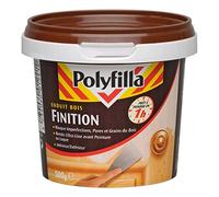 Polyfilla Enduit de Finition pour le Bois intérieur et extérieur - rendu ultra lisse - prêt à peindre en 1h - Pâte Blanc 400g