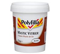 POLYFILLA Mastic Vitrier à base d'huile de lin - Fixation des vitres aux fenêtres - Pâte Blanc 1Kg