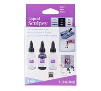 Polyform Argile liquide Sculpey Liquid Basics – Pour bijoux – Transparent, Noir, Blanc – 3 x 30 ml