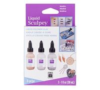 Polyform Sculpey Liquid Metallics 3/pkg-Pearl, Silver, Gold, Argile polymère, Doré, 10 x 5 cm