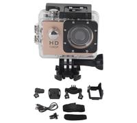 PolyGen 12MP Full HD Camera for Sports Recording with a 2.0 inch LCD Display and 90 Minute Battery Life, Includes Full Action Camera Accessories Kit (Gold)