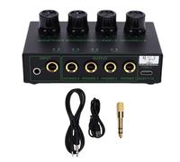PolyGen Amplificateur de Casque 4 canaux avec entrée d'alimentation USB, Sortie 100 MW et boîtier en métal Robuste, amplificateur de Casque Portable Audio stéréo TRS 1/4" pour