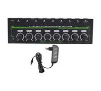 PolyGen Amplificateur de Casque 8 canaux avec éclairage RVB, Distribution 8 Voies, contrôle du Volume indépendant, Alimentation DC 12 V, répartiteur de Casque de Studio