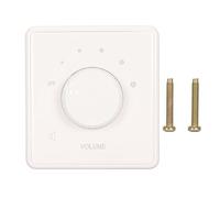 PolyGen Bouton de contrôle du volume mural sans cadre avec réglage en 5 étapes pour systèmes de haut-parleurs domestiques, sortie audio stable, plaque PC 10 W 86 x 86 mm (Blanche)