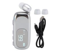 PolyGen Écouteur Bluetooth à Clipser avec connectivité V5.4 et écran LCD, Casque Bluetooth de Conduite rétractable avec Vibration pour Un Usage Professionnel (Argent Brillant galvanisé)