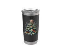 Polygon Art Arbre de Noël Saison des Fêtes Gobelet isotherme en acier inoxydable double paroi