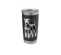 Polygon Art Bedlington Terrier Rothbury Terrier Gobelet isotherme en acier inoxydable double paroi