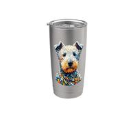 Polygon Art Bedlington Terrier Rothbury Terrier Gobelet isotherme en acier inoxydable double paroi