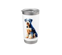 Polygon Art Bedlington Terrier Rothbury Terrier Gobelet isotherme en acier inoxydable double paroi