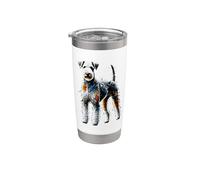 Polygon Art Bedlington Terrier Rothbury Terrier Gobelet isotherme en acier inoxydable double paroi