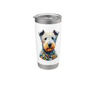 Polygon Art Bedlington Terrier Rothbury Terrier Gobelet isotherme en acier inoxydable double paroi