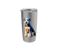 Polygon Art Bedlington Terrier Rothbury Terrier Gobelet isotherme en acier inoxydable double paroi
